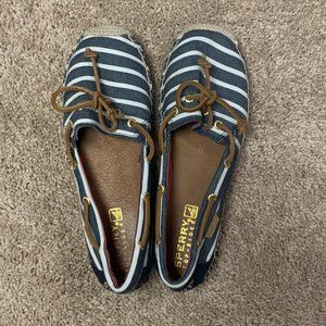 Navy and White Striped Sperry Espadrilles